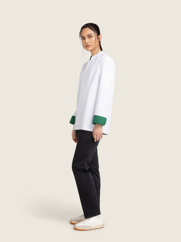 Chef Jacket longsleeve STROHE, white/ sea green M