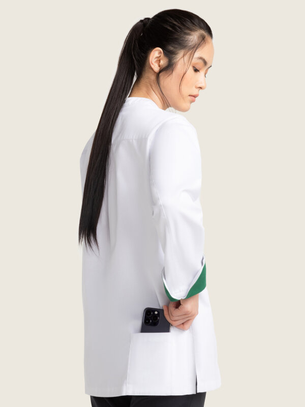 Chef Jacket longsleeve STROHE, white/ sea green M