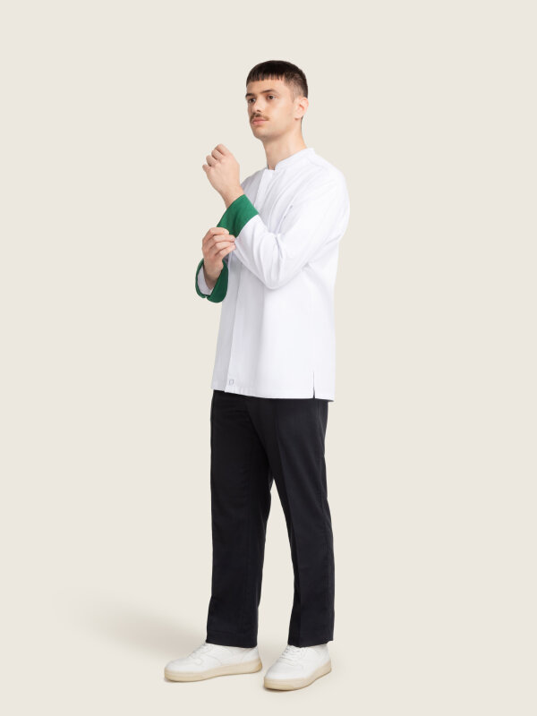 Chef Jacket longsleeve STROHE, white/ sea green M