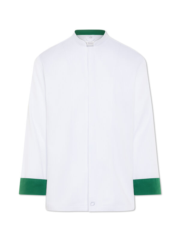 Chef Jacket longsleeve STROHE, white/ sea green M