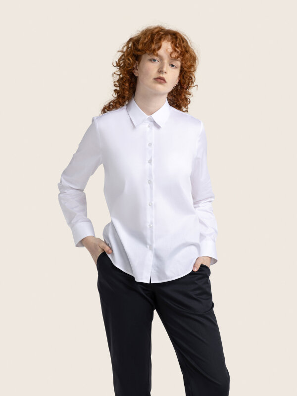 Blouse LUZERN shirt collar, white M